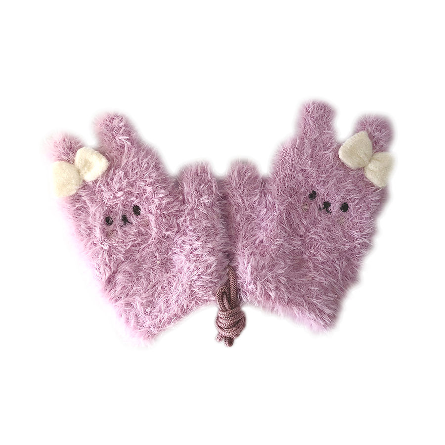 手袋动物园 防寒保暖带挂绳儿童可爱手套 兔子 粉色 1双