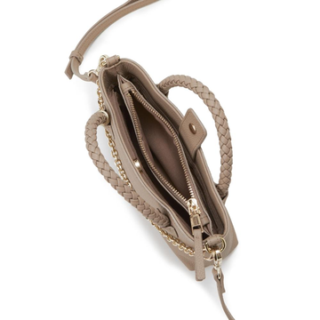 TREASURE TOPKAPI 收缩皮革网格手柄钱包手机肩背手提包 灰褐色