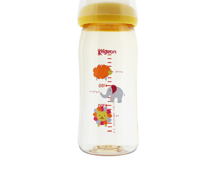 自营pigeon 贝亲 母乳实感宽口耐热塑料奶瓶 240ml小象图案