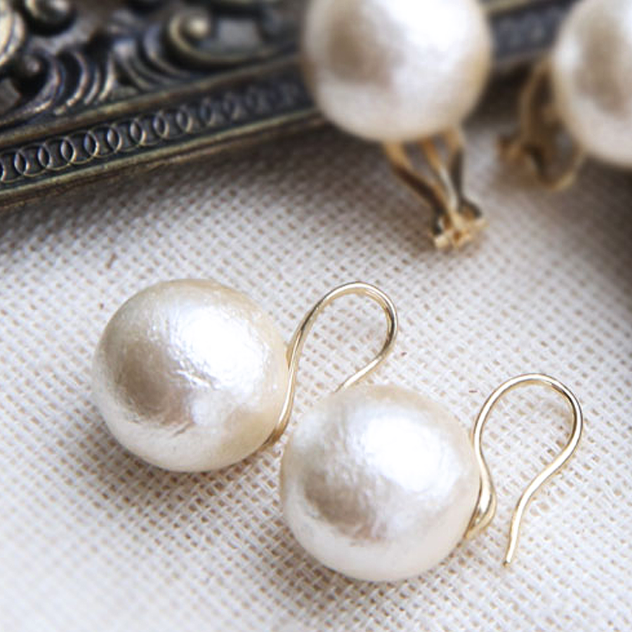 colleca la 14mm大粒棉花珍珠耳饰 耳钉