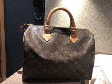 【古着】louis vuitton 路易威登speedy30老花手提枕头包(pvc /牛皮)