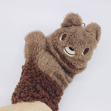 手袋动物园 防寒保暖可爱动物手套 成人款 咖色小熊